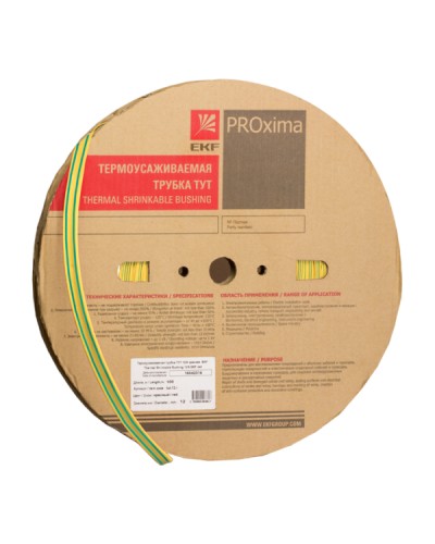 Термоусаживаемая трубка ТУТ нг 16/8 жел-зел рулон EKF PROxima (tut-16-yg) в Королеве Аксессуары для кабель-канала Pintop.ru