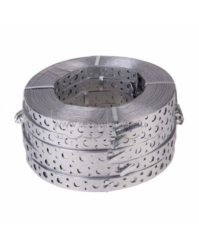 Лента полоса монтажная оцинкованная, перфорированная прямая 20 х 0,70 мм (рулон 25 м) REXANT (07-7107-4) в Королеве Крепежные изделия Pintop.ru