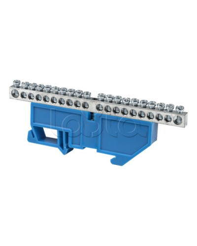 Шина 0 N (6x9мм) 20 отв. цинк синий изолятор на DIN-рейку EKF PROxima (sn1-63-20-d) в Королеве Клеммные колодки Pintop.ru