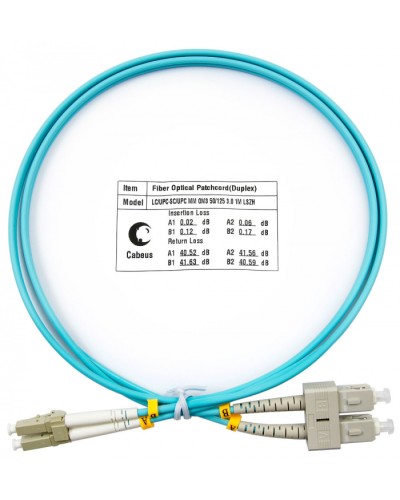 Шнур оптический duplex LC-SC 50/125 MM OM3 1 м LSZH Cabeus FOP-50-LC-SC-1M в Королеве Патч-корды оптические Pintop.ru
