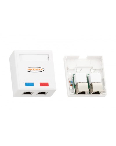 Розетка RJ45 2 порта, кат.5e белая NIKOMAX (NMC-WO2SD2-FT-ST-WT) в Королеве Розетки компьютерные и телефонные Pintop.ru