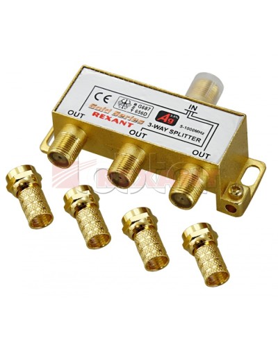 Делитель телевизионный ТВx3 + 4 шт. F BOX 5-1000 МГц GOLD (10шт/уп) REXANT 05-6102-1 в Королеве Системы видеонаблюдения Pintop.ru