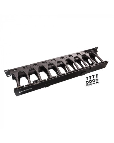 Кабельный органайзер 19 c пластиковыми пальцами глубиной 106 мм и крышкой, 2U LANMASTER (LAN-ORG-PF/S-2U) в Королеве Кабельные органайзеры Pintop.ru