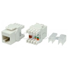 Вставка Keystone Jack RJ-45(8P8C) Hyperline KJ8-8P8C-C6A-180-WH
