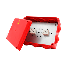 Коробка распределительная огнестойкая КРОПС-П4, IP54, габаритные размеры 150х110х70 мм, для кабелей сечением до 10 мм2, 4 клеммы КМ-Профиль (FRJB-KM-P4-10-04-КРОПС-IP54)