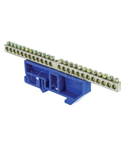 Шина 0 N (6x9мм) 24 отв. цинк синий изолятор на DIN-рейку EKF PROxima (sn1-63-24-d) в Королеве Клеммные колодки Pintop.ru