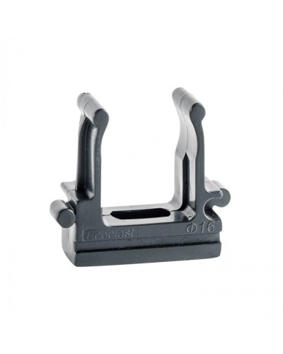 CF16G Держатель (клипса), без галогена, для труб D16мм, цвет чёрный (50шт)Экопласт (41716-50HF-BL) в Королеве Держатели, клипсы, скобы Pintop.ru