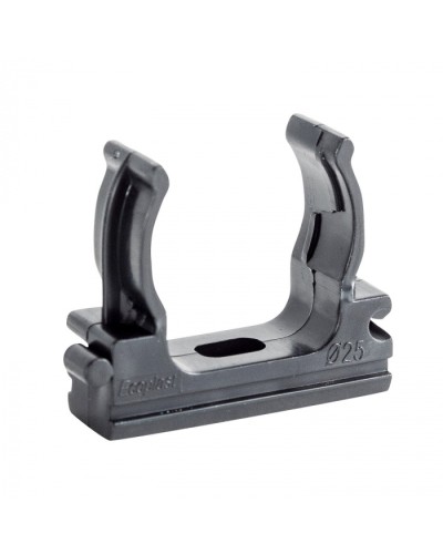 CF25G Держатель (клипса), без галогена, для труб D25мм, цвет чёрный (10шт) Экопласт (41725-10HF-BL) в Королеве Держатели, клипсы, скобы Pintop.ru