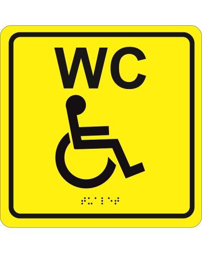 Табличка тактильная Hostcall MP-010Y3Туалет для инвалидов (200x200мм) желтый в Королеве Система оповещения и трансляции Hostcall Pintop.ru