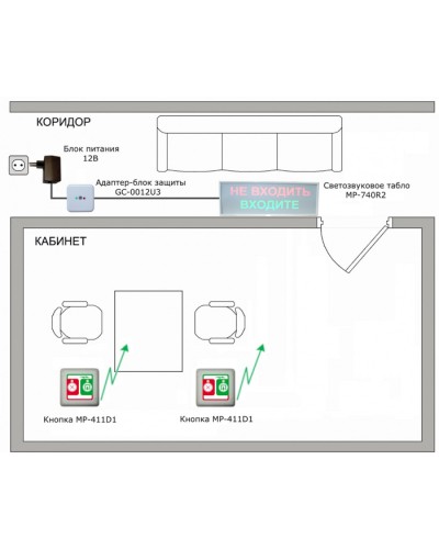Радиокомплект светового и звукового вызова Hostcall MP-911W2 в Королеве Система оповещения и трансляции Hostcall Pintop.ru