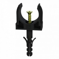 Крепеж-клипса с дюбелем и саморезом черная д25 (100шт/900шт уп/кор) Промрукав (PR13.0221)