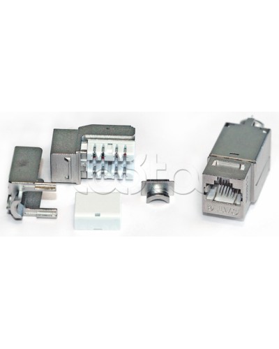 Вставка Keystone Jack RJ-45(8P8C), категория 6A, экранированная, 110 IDC, заделка с помощью NE-TOOL, белая Hyperline KJNE-8P8C-C6A-90-SH-F-WH в Королеве Модули Keystone Pintop.ru