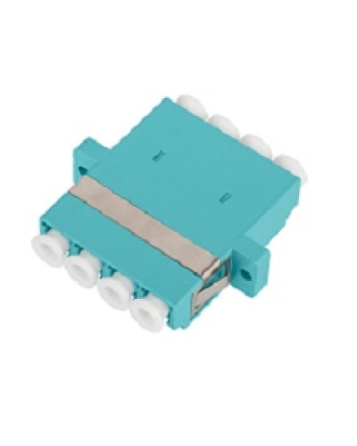 Адаптер NIKOMAX волоконно-оптический, соединительный, многомодовый, стандарта OM3, LC/UPC-LC/UPC, квадро, пластиковый, без шторки, с фланцами, аква, уп-ка 2шт. в Королеве Проходные адаптеры и розетки оптические Pintop.ru