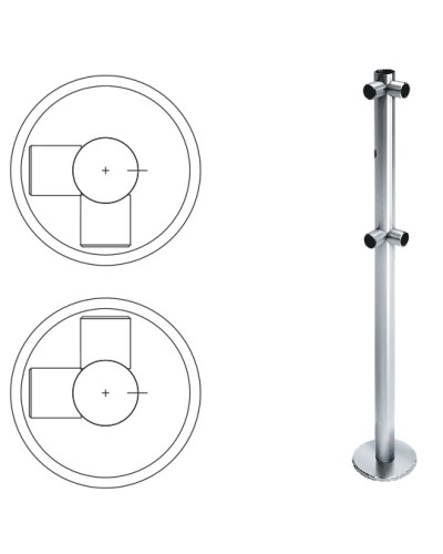 Стойка ограждения L-образная с отверстием под фиксатор, 2 муфты справа (антик серебро) Oxgard в Королеве Ограждения Pintop.ru