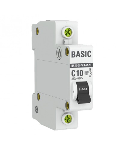 Автоматический выключатель 1P 10А (C) 4,5кА ВА 47-29 EKF Basic (mcb4729-1-10C) в Королеве Электротехническое оборудование Pintop.ru