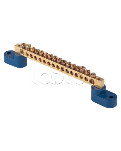 Шина 0 N (8х12мм) 16 отверстий латунь 2 синих угловых изолятора EKF PROxima (sn0-125-16-2) в Королеве Клеммные колодки Pintop.ru