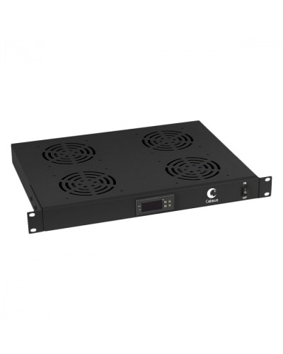 Панель вентиляционная с 4 вентиляторами с цифровым термодатчиком (черный) Cabeus JG03t-BK в Королеве Вентиляторные модули Pintop.ru