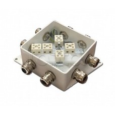 Коробка монтажная огнестойкая Гефест КМ-О (10к)-IP66-120х120, восемь вводов