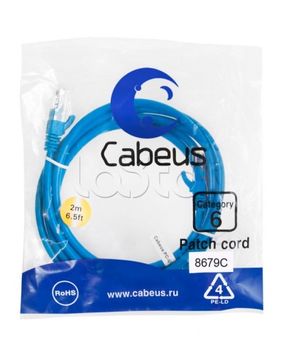 Патч-корд U/UTP Cabeus PC-UTP-RJ45-Cat.6-2m-BL-LSZH в Королеве Патчкорды (медные) Pintop.ru