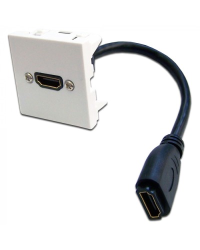 Вставка Mosaic 45x45 с адаптером HDMI с удлинителем, мама-мама, белая LANMASTER (LAN-SIP-23HDMI-WH) в Королеве Проходные адаптеры и розетки оптические Pintop.ru