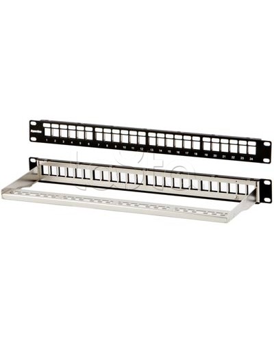 Модульная патч-панель 19, 24 порта, Flat Type, 1U, для экранированных модулей Hyperline PPBL3-19-24-SH-RM в Королеве Патч панель Pintop.ru