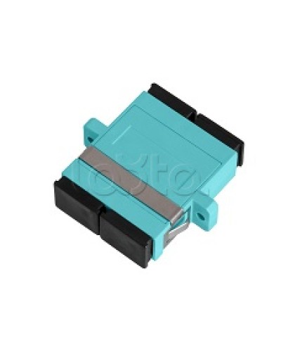 Адаптер NIKOMAX волоконно-оптический, соединительный, многомодовый, стандарта OM3, SC/UPC-SC/UPC, двойной, пластиковый, без шторки, с фланцами, аква, уп-ка 2шт. NIKOMAX (NMF-OA2M3-FN-SCU-SCU-AQ-2) в Королеве Проходные адаптеры и розетки оптические Pint