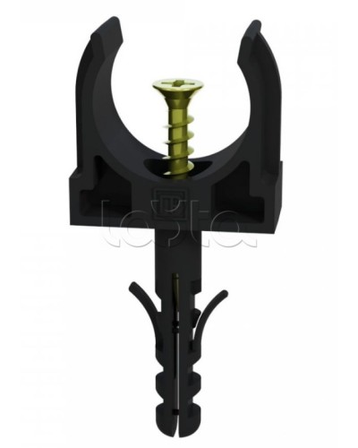 Крепеж-клипса с дюбелем и саморезом черная д25 в малой упаковке (10шт/450шт уп/кор) Промрукав (PR13.0313) в Королеве Держатели, клипсы, скобы Pintop.ru