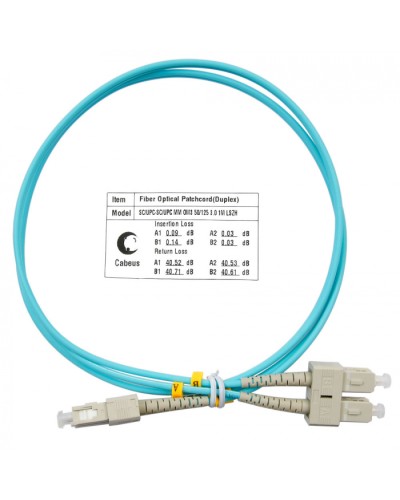 Шнур оптический duplex SC-SC 50/125 MM OM3 1 м LSZH Cabeus FOP-50-SC-SC-1M в Королеве Патч-корды оптические Pintop.ru