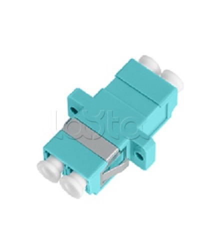 Адаптер NIKOMAX волоконно-оптический, соединительный, многомодовый, стандарта OM3, LC/UPC-LC/UPC, двойной, пластиковый, без шторки, с фланцами, аква, уп-ка 2шт. NIKOMAX (NMF-OA2M3-FN-LCU-LCU-AQ-2) в Королеве Проходные адаптеры и розетки оптические Pint