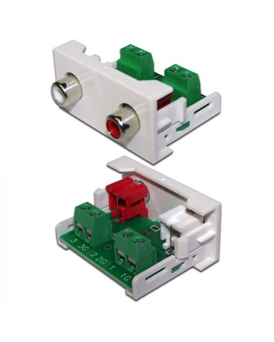 Вставка Mosaic 22.5x45 2xRCA Stereo Audio, белая LANMASTER (LAN-WA-LP-2RCA-WH) в Королеве Коннекторы и разъемы Pintop.ru