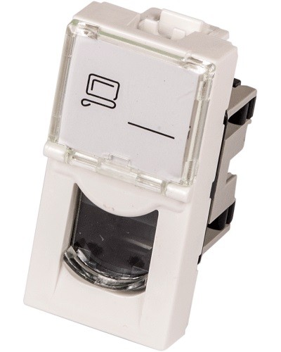 Вставка Mosaic 22.5x45, RJ-45 UTP, белая LANMASTER (LAN-SIP-22U5E-WH) в Королеве Коннекторы и разъемы Pintop.ru