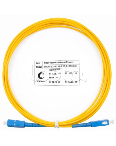 Патч-корд волоконно-оптический (шнур) SM 9/125 simplex SC-SC LSZH (3м) Cabeus FOP(s)-9-SC-SC-3m в Королеве Патч-корды оптические Pintop.ru