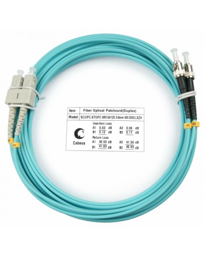 Шнур оптический duplex SC-ST 50/125 mm OM3 7м LSZH Cabeus FOP-50-SC-ST-7m в Королеве Патч-корды и пигтейлы Pintop.ru