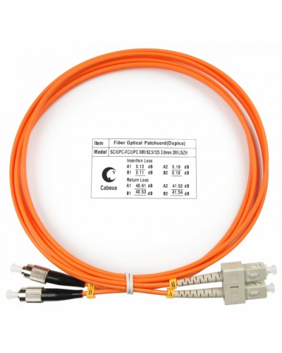Шнур оптический duplex SC-FC 62,5/125 mm 2м LSZH Cabeus FOP-62-SC-FC-2m в Королеве Патч-корды оптические Pintop.ru