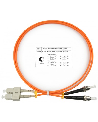 Шнур оптический duplex SC-ST 62,5/125 MM 1 м LSZH Cabeus FOP-62-SC-ST-1M в Королеве Патч-корды оптические Pintop.ru