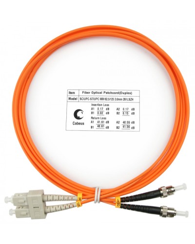 Шнур оптический duplex SC-ST 62,5/125 mm 2м LSZH Cabeus FOP-62-SC-ST-2m в Королеве Патч-корды оптические Pintop.ru