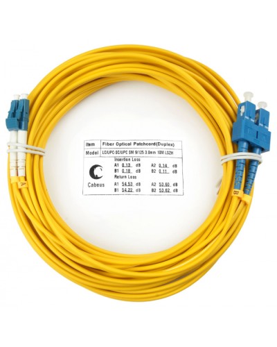 Шнур оптический duplex LC-SC 9/125 sm 10м LSZH Cabeus FOP(d)-9-LC-SC-10m в Королеве Патч-корды оптические Pintop.ru