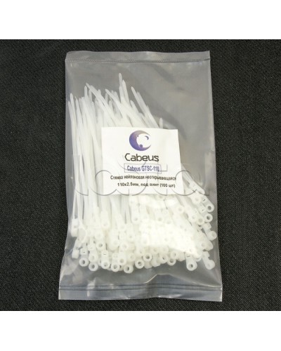 Стяжка нейлоновая неоткрывающаяся, безгалогенная (halogen free), 110x2.5мм, под винт (100 шт) Cabeus GTSC-110 в Королеве Стяжки-хомуты Pintop.ru