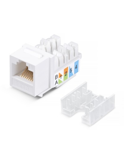 Вставка Keystone Jack RJ-45, категория 6, заделка тип 110, белая, со стяжкой Cabeus KJ-RJ45-Cat.6-90-SW в Королеве Модули Keystone Pintop.ru