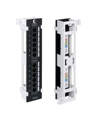 Патч-панель настенная, 12 портов RJ-45, категория 5е, с подставкой Cabeus PL-12-Cat.5e-WL-Dual IDC в Королеве Патч панель Pintop.ru