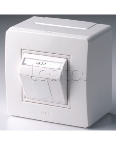 Коробка в сборе с 1 розеткой RJ45, кат.5е (телефон / компьютер), белая DKC 10665 в Королеве Распределительные коробки Pintop.ru