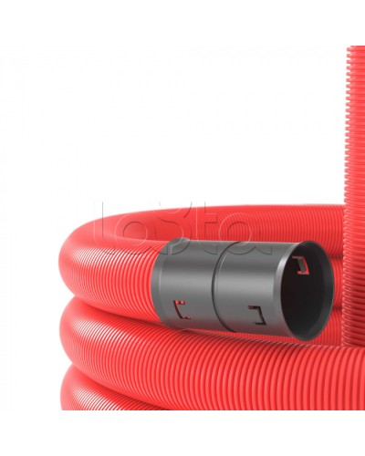 Двустенная труба ПНД D90мм без протяжки (50м уп) красная DKC (120990) в Королеве Труба гофрированная Pintop.ru