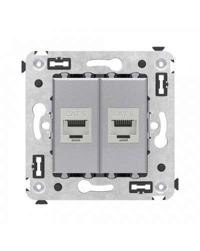 Компьютерная розетка RJ-45 в стену, кат.6 двойная экранированная, Avanti, Закаленная сталь DKC (4404794) в Королеве Розетки компьютерные и телефонные Pintop.ru