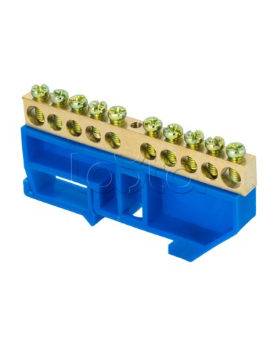 Шина 0 N (8х12мм) 10 отверстий латунь синий изолятор на DIN-рейку EKF PROxima (sn0-125-10-d) в Королеве Аксессуары для стоек и шкафов Pintop.ru