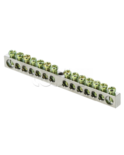 Шина PEN ноль-земля (6x9мм) 14 отв. цинк крепеж по центру EKF PROxima (sn1-63-14) в Королеве Аксессуары для стоек и шкафов Pintop.ru