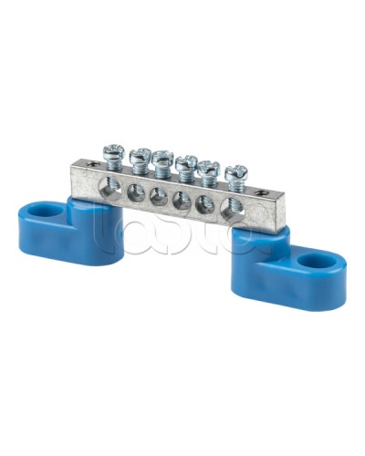 Шина 0 N (6x9мм) 6 отв. цинк 2 синих угловых изолятора EKF (sn1-63-06-2) в Королеве Аксессуары для стоек и шкафов Pintop.ru