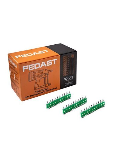 Гвозди 3.0*38 мм усиленные для монтажного пистолета (1000 шт/уп) FEDAST (fd3038eg) в Королеве Крепеж: Дюбели, шурупы, саморезы Pintop.ru
