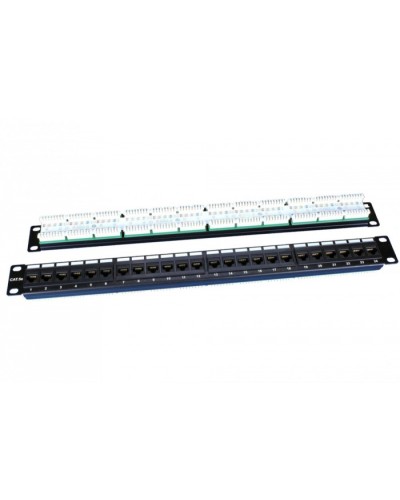 Патч-панель 19, 1U, 24 порта RJ-45, категория 5e, Dual IDC, ROHS, цвет черный Hyperline PP3-19-24-8P8C-C5E-110D в Королеве Патч панель Pintop.ru