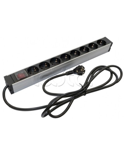 Блок розеток для 19 шкафов, горизонтальный Hyperline (SHZ19-8SH-S-2.5EU) в Королеве Блоки розеток Pintop.ru