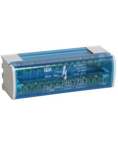 Шина «N» нулевая на DIN-рейку в корпусе 2Х15 групп IEK YND10-2-15-125 в Королеве Аксессуары для стоек и шкафов Pintop.ru